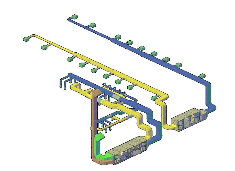 Privatschule Mannheim &ndash; 3D-Modell der Luftkanalf&uuml;hrung (CADvent)